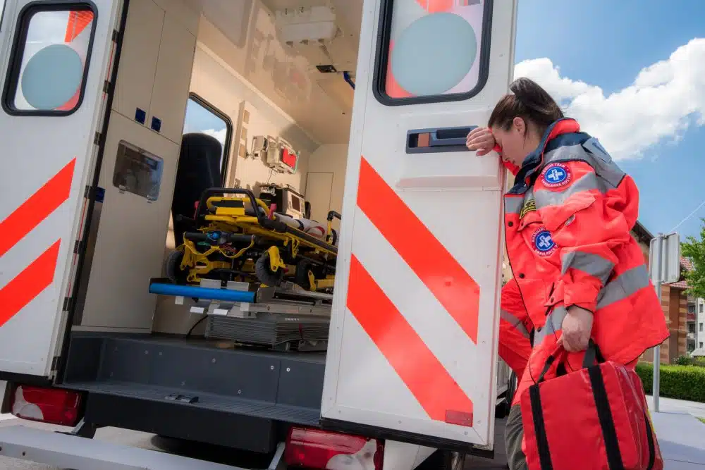 An EMT worker deals with PTSD from high amounts of stress from their job.
