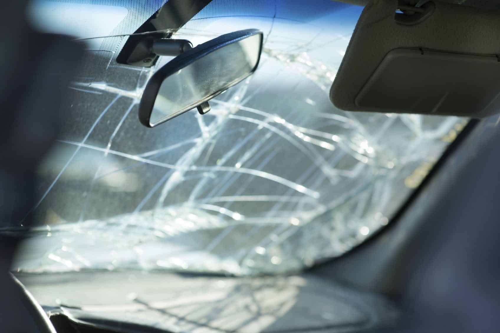 Broken Windshield Stock Photo