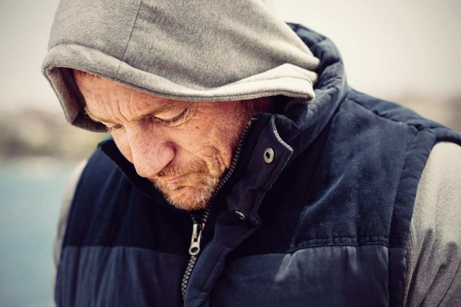 Sad Older Man Stock Photo