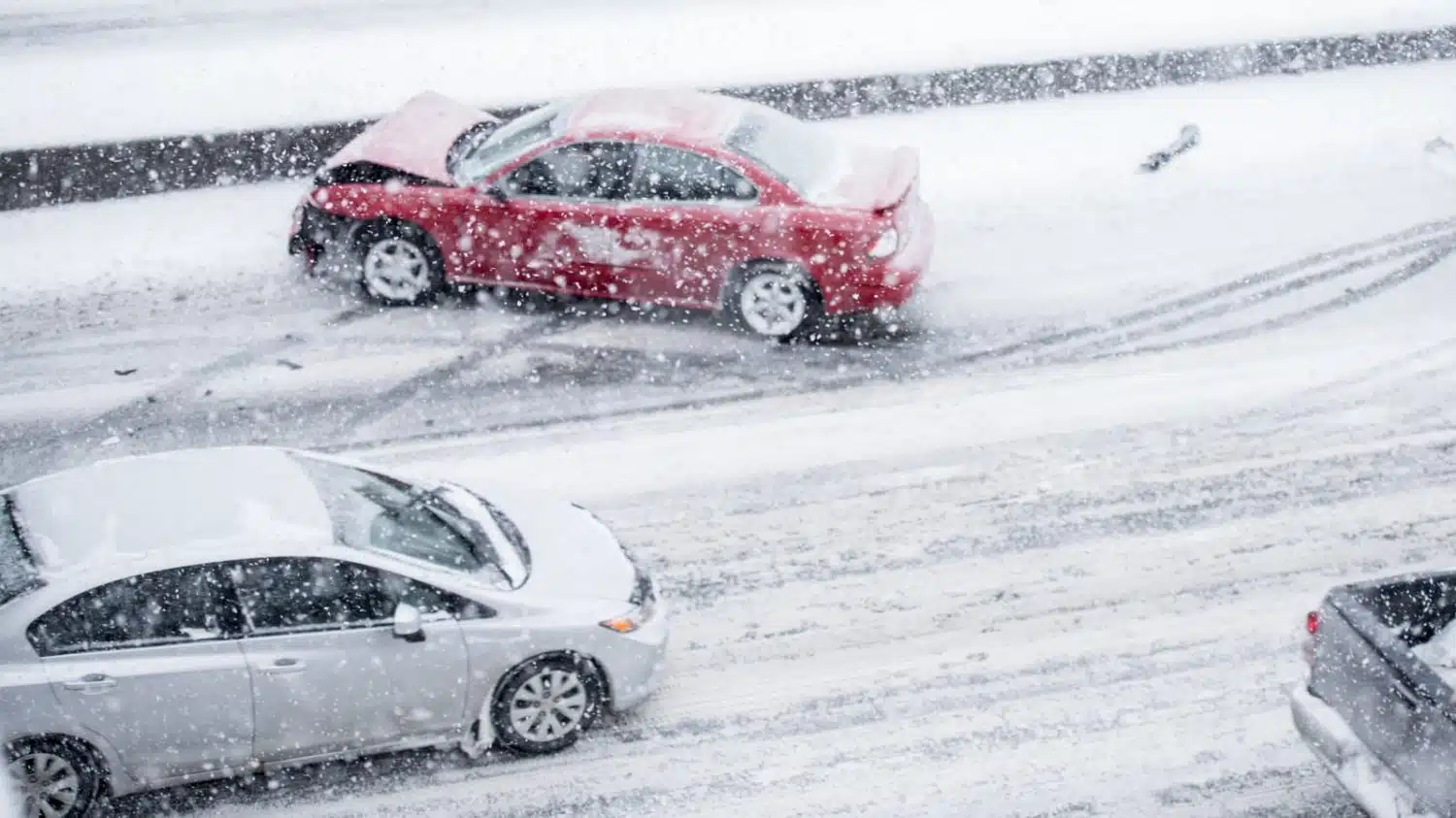 Snowy Car Accident Stock Photo