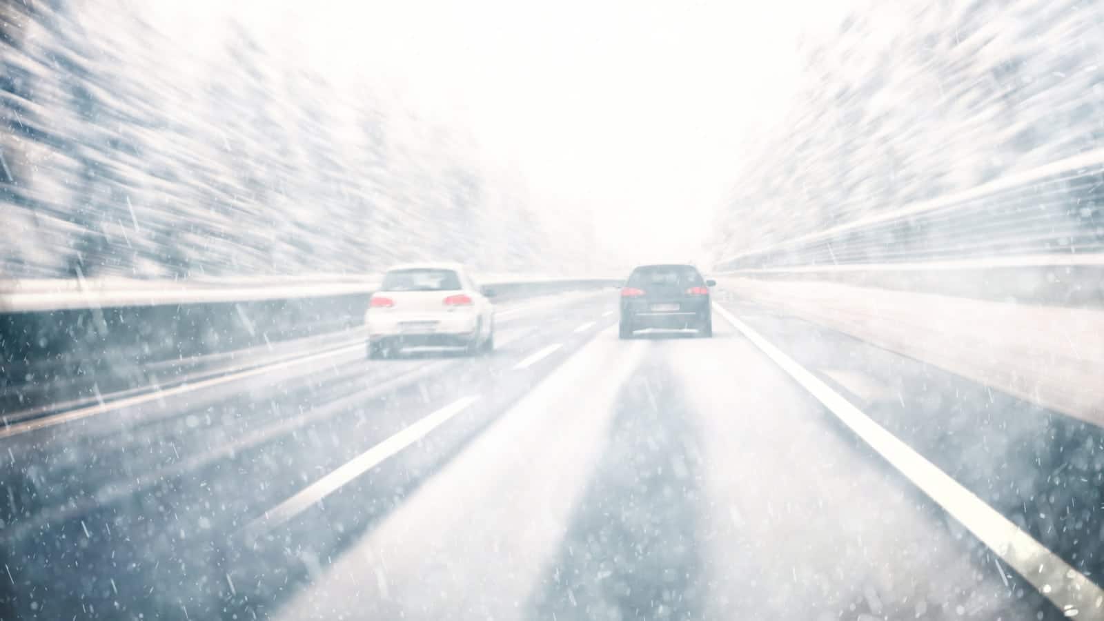 Winter Driving Stock Photo
