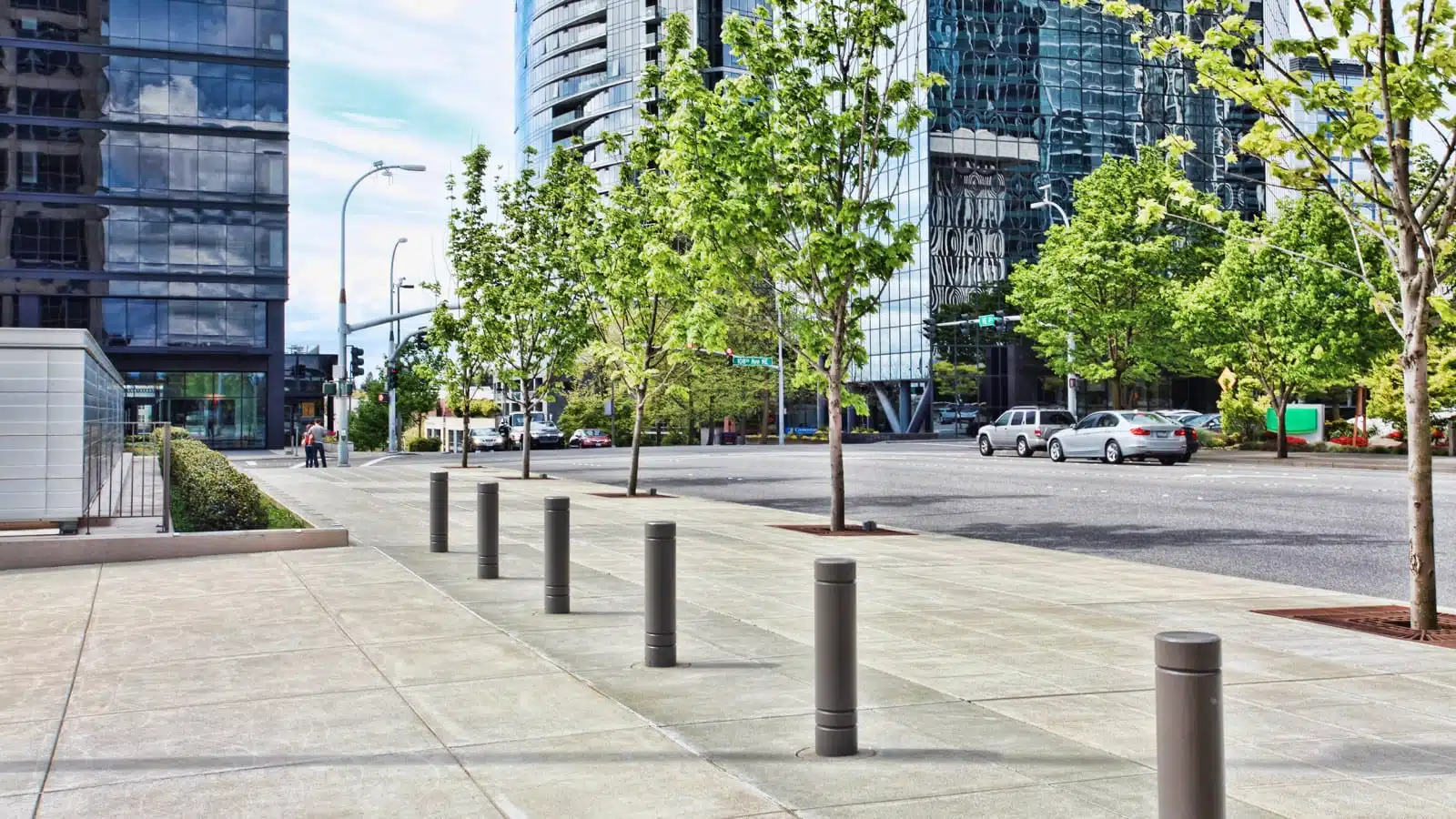 City Street and Sidewalk Stock Photo