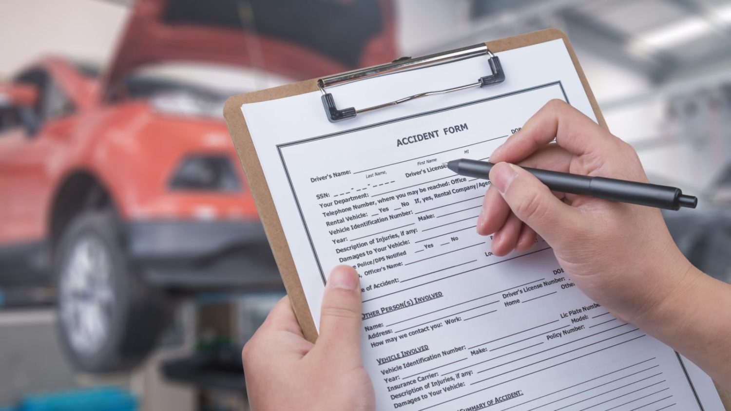 Filing Accident Form Stock Photo