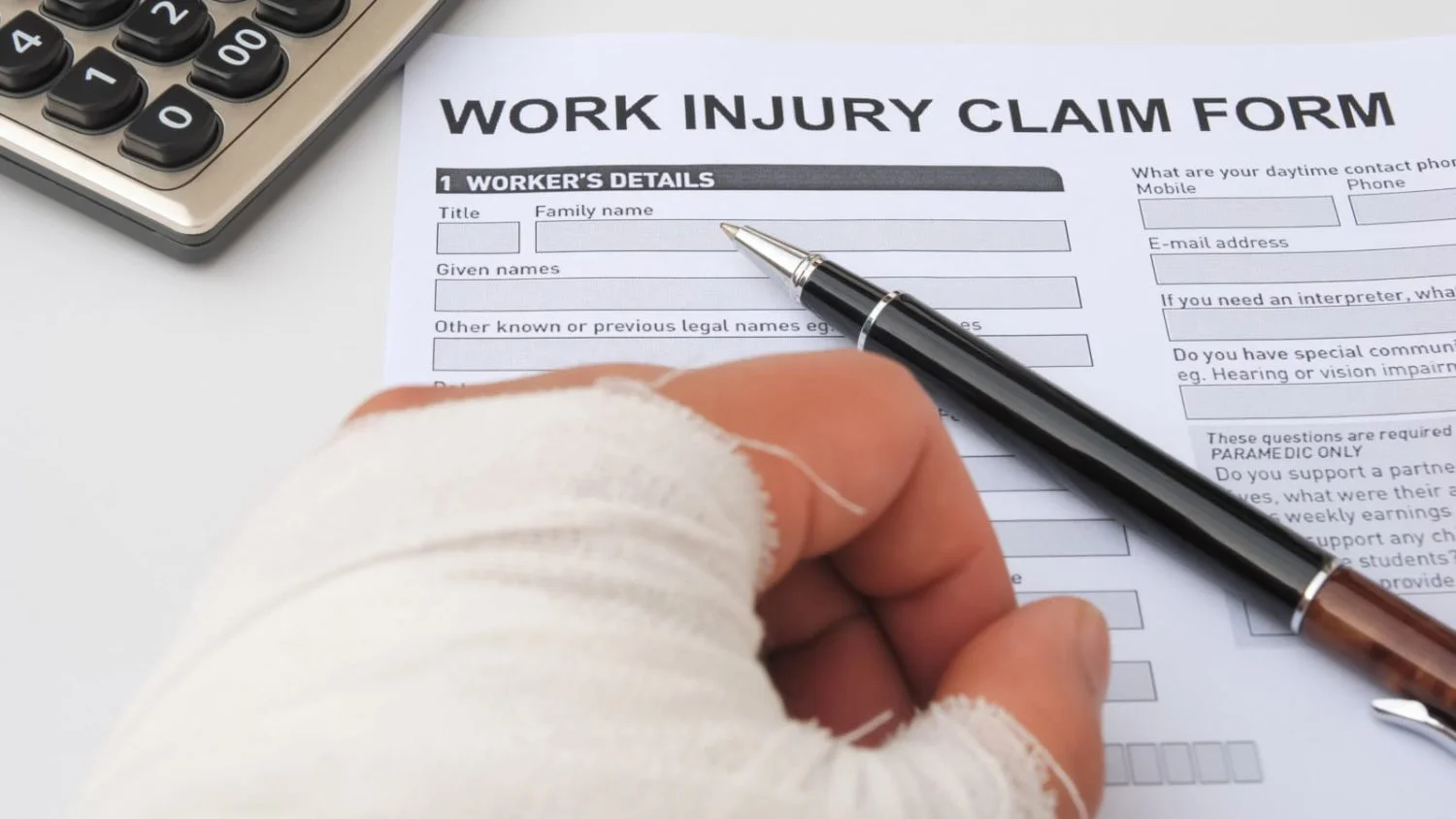 Work Injury Claim Form Stock Photo