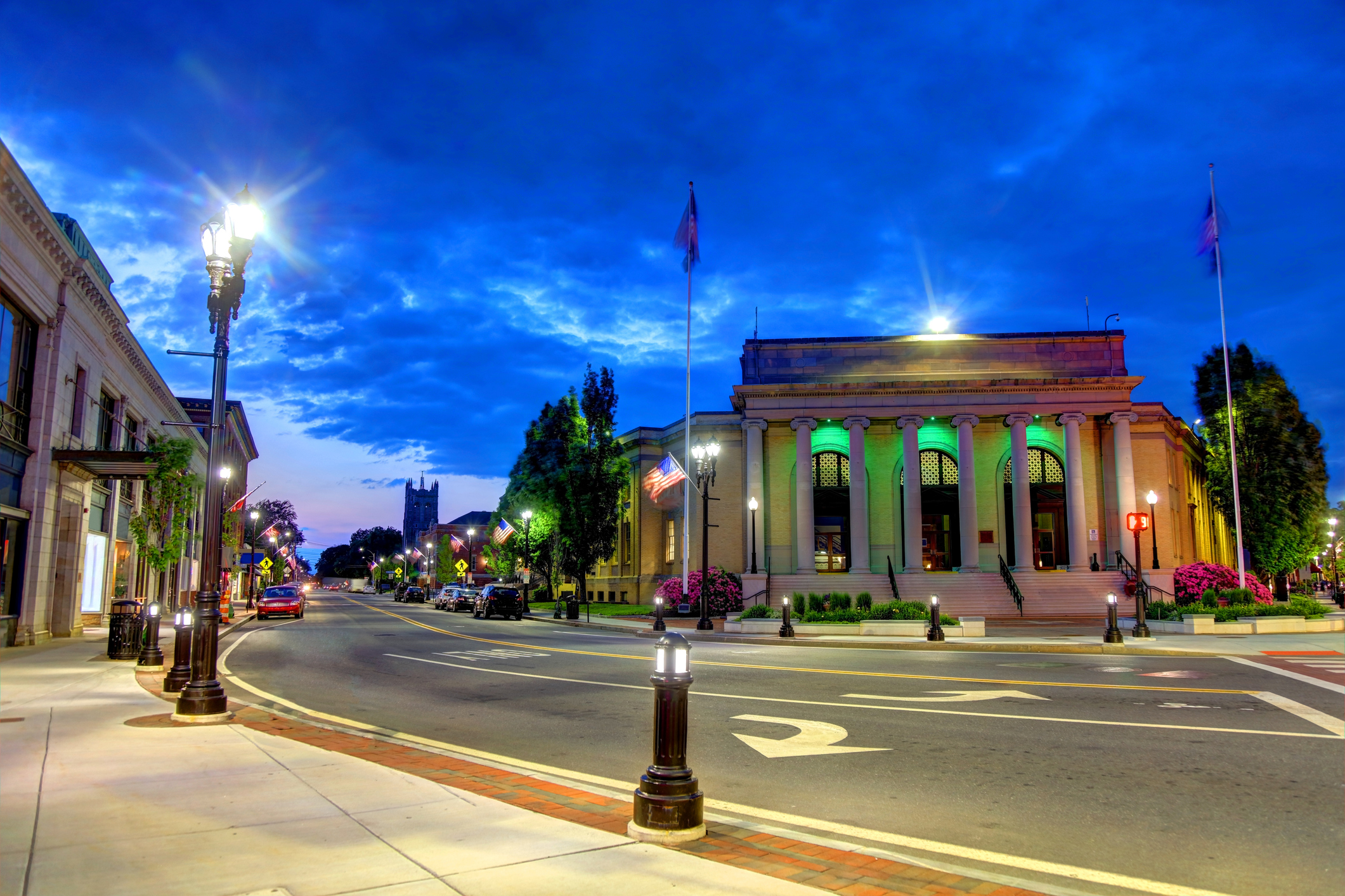 The streets and buildings of Framingham, MA.